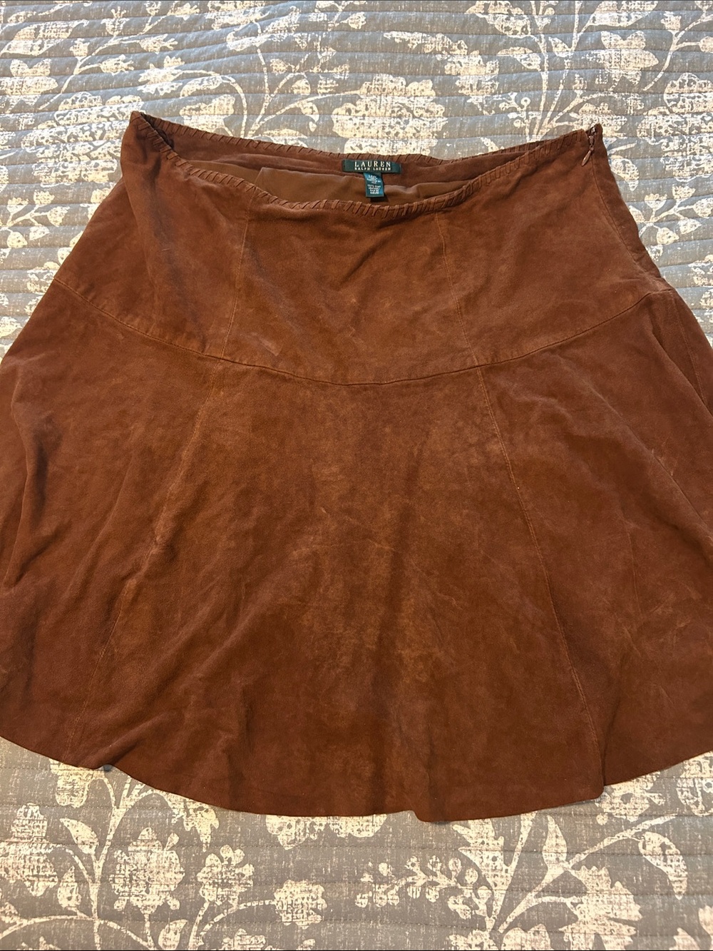 Lauren Ralph Lauren Rust Brown Suede Skater Skirt